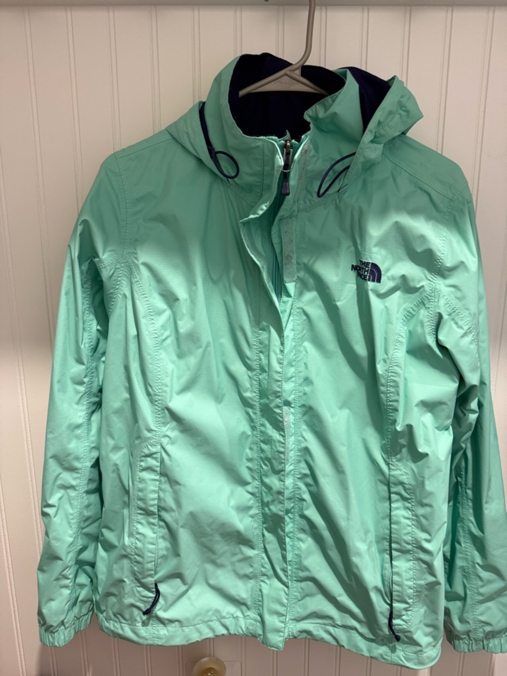 The North Face HyVent rain jacket in seafoam green